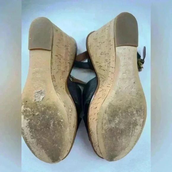 Coach Cross Band High Wedge Sandals with logo (Size 10) - Picture 7 of 11